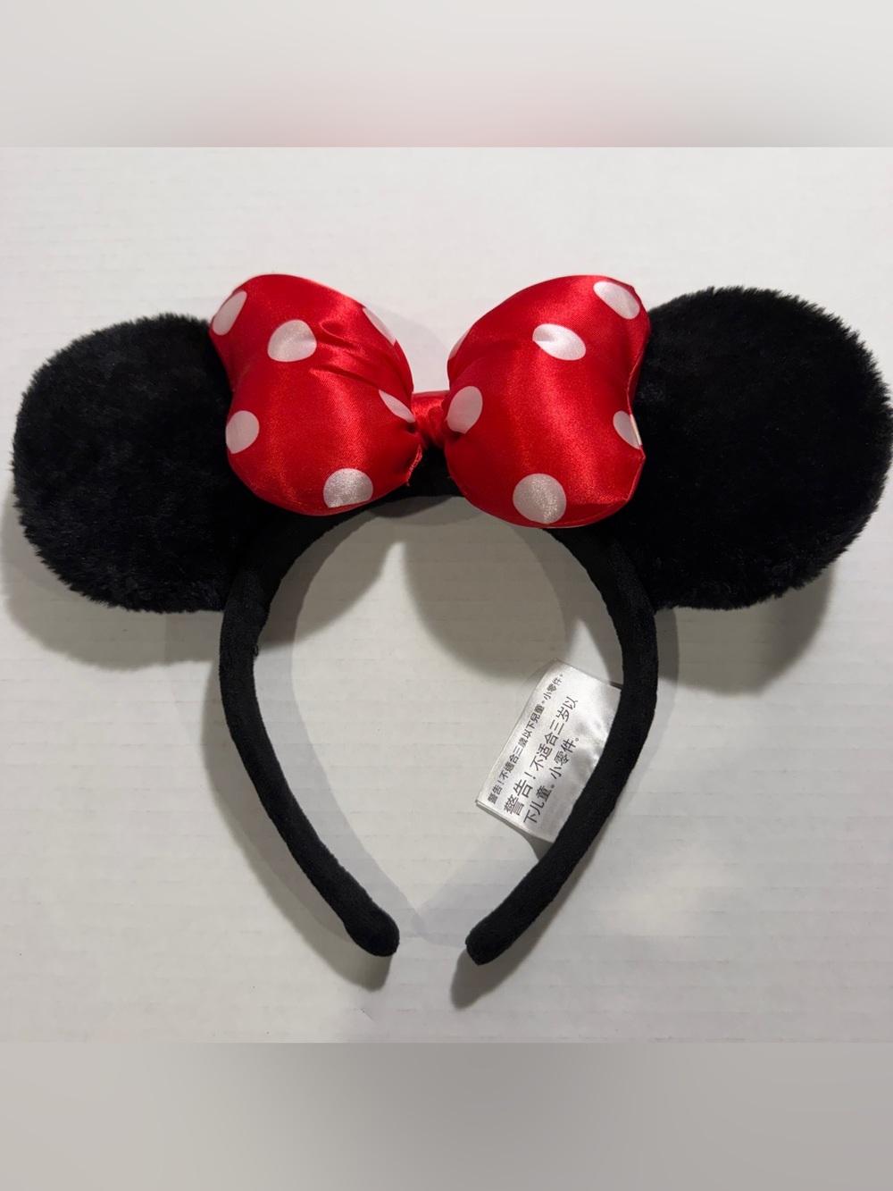 DisneyParks Minnie Mouse Black Ears Headband with Red Polka Dot Bow